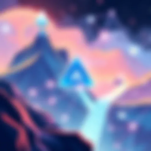 Illustration showing the Avalanche network with a blockchain structure and AVAX logo, highlighting community development and technology usage.