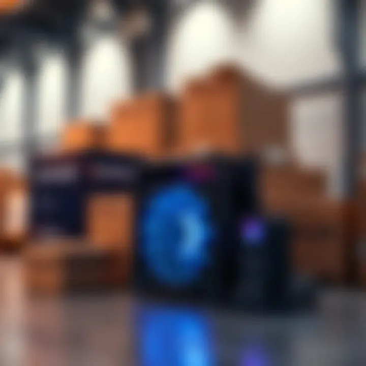 Avalon Q mining hardware next to boxes ready for fast shipping