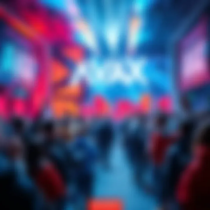 People celebrating the launch of the first AVAX ETF with banners and excitement in a community event