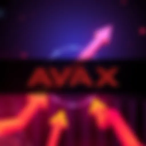 AVAX logo surrounded by arrows pointing upward, representing growth and potential profits.