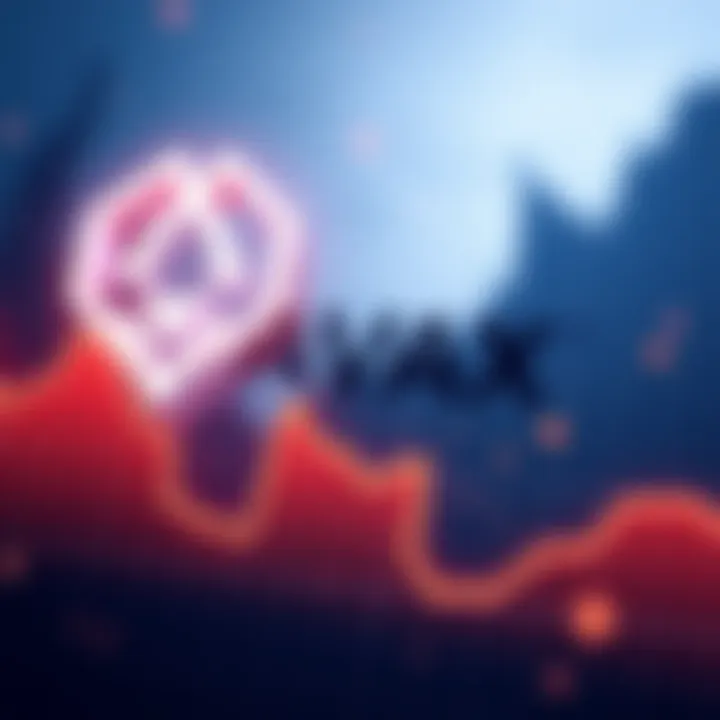 The AVAX logo displayed alongside a downward-trending graph indicating stagnation despite adoption