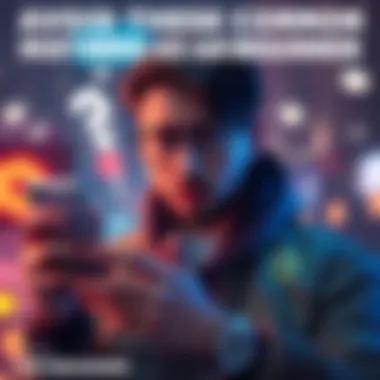 A beginner looking confused while holding a smartphone with cryptocurrency apps visible.
