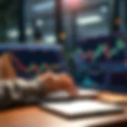 A person looking at trading charts on a laptop while calculating potential savings from avoiding exchange fees.