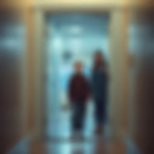 A young person standing in a doorway with a shocked expression as they catch their parents in a surprising situation