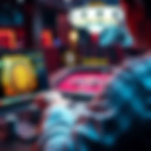 A user playing baccarat on a laptop with Bitcoin and Solana logos on the screen