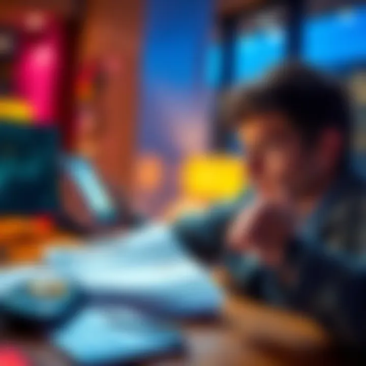 A person looking frustrated while checking a Coinbase account on their phone, with a bank statement showing a cleared payment on the table.