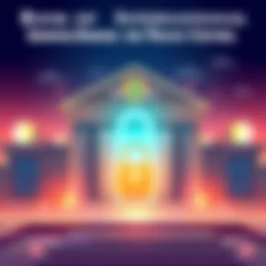An illustration showing a bank building with a lock symbol overlay, representing privacy in finance.