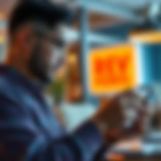 A person reviewing bills such as mortgage and utility bills while looking at a smartphone app for Rev points