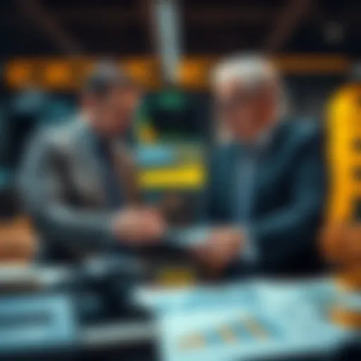 Two bankers in suits discussing credit ratings for Anthropic and OpenAI's IPO, with charts and graphs on a table