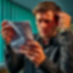 A person looking frustrated while holding a bank statement showing unauthorized withdrawal and overdraft fees.
