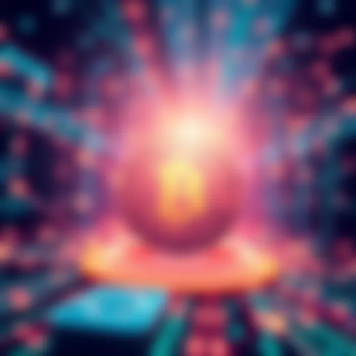 A visual representation of banks integrating blockchain technology with digital connections and speed symbols around them