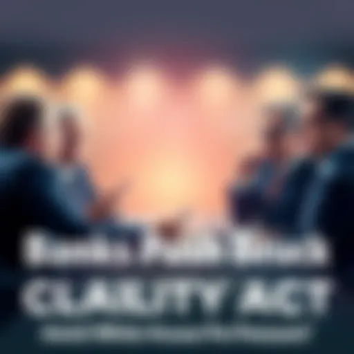 A group of bank executives discussing regulations with concerned expressions, set in a conference room