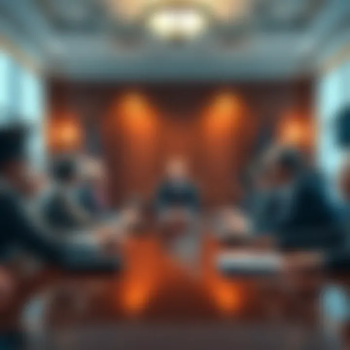 Representatives from banks discussing stablecoin regulations with President Trump in a meeting room.