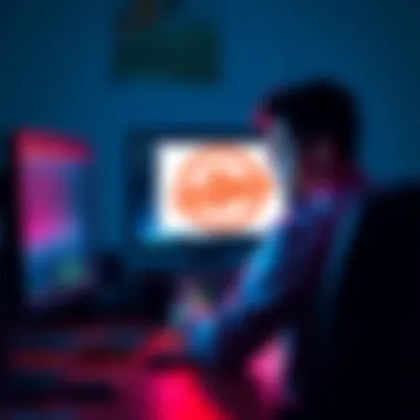 User banned from forum for anti-BTC posts A shocked person sitting in front of a computer with a ban notice on the screen, symbolizing censorship in crypto forums