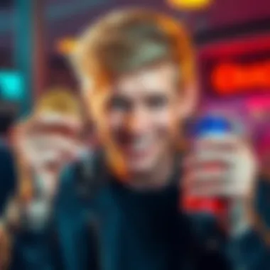 Barron Trump, a young entrepreneur, holding a cryptocurrency coin and an energy drink with a confident smile