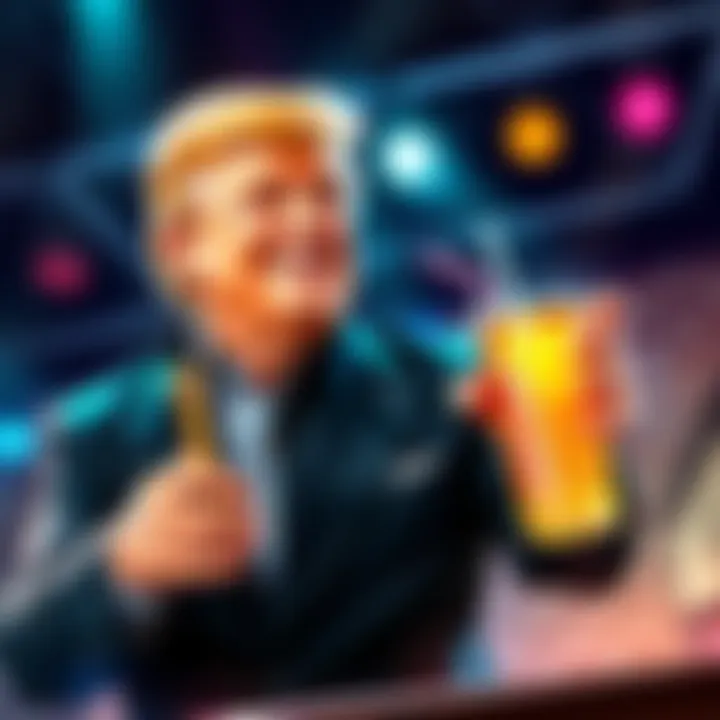 Barron Trump holding a drink and looking happy, symbolizing his wealth from crypto and energy drinks