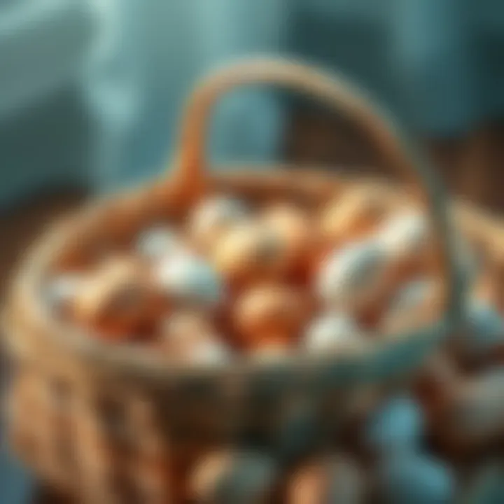 A basket filled with eggs, symbolizing the concept of investing all resources in one place.