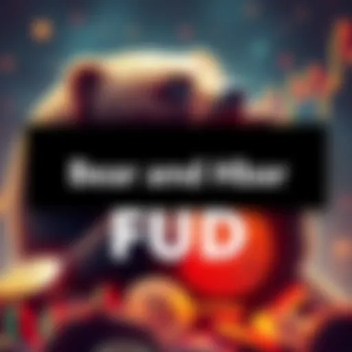 A graphic showing negativity surrounding Hbar with bear imagery, against the backdrop of a rising Bitcoin trend.