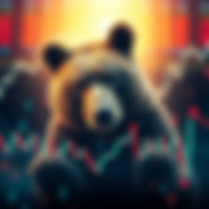 A visual representation of a bear symbolizing the downturn in the stock market amidst fluctuating charts