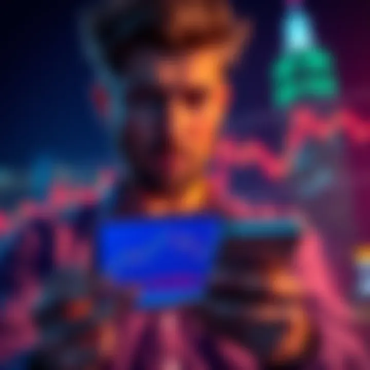 A person holding a phone with cryptocurrency charts showing a bear market, looking thoughtful about trading decisions.