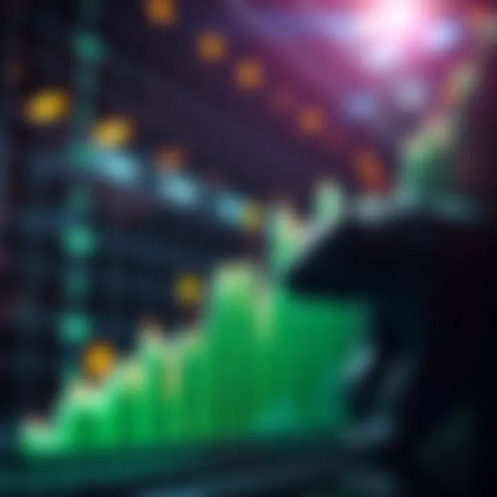 A graph showing a downward trend in stock prices with bearish symbols