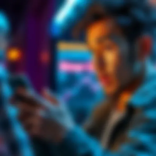 A person looking at the Binance app on their smartphone, exploring its features with a surprised expression.