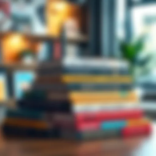 A stack of beginner books about decentralized finance arranged on a table, showcasing colorful covers and titles related to DeFi.