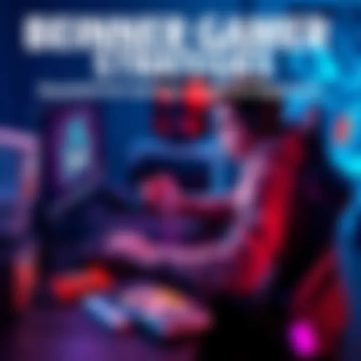 A person sitting at a gaming desk, focusing on a computer screen with game guides and snacks around them