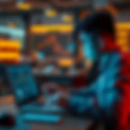 A student looking at a laptop with Web3 and cryptocurrency resources on the screen, feeling curious and overwhelmed