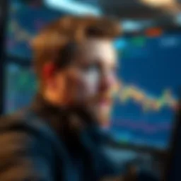 A thoughtful Ben Cowan looking at crypto market charts on a screen, contemplating his next move in the digital currency space.