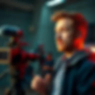 Ben McKenzie speaking about cryptocurrency in front of a camera in a documentary setting