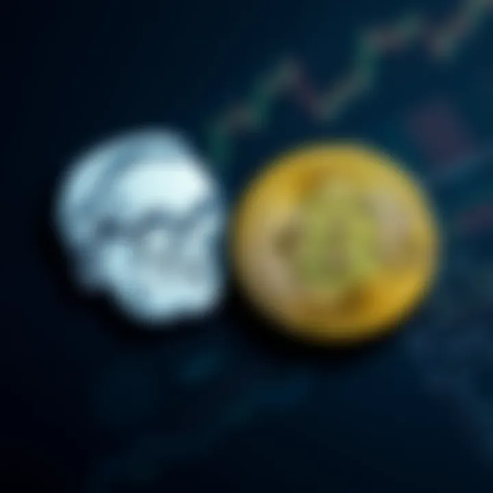 A visual representation of Berkshire Hathaway's logo next to a Bitcoin symbol, illustrating the contrast between traditional investment strategies and cryptocurrency.