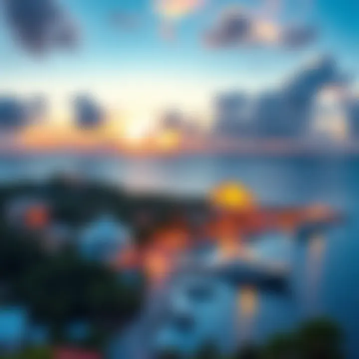 A scenic view of Bermuda's coastline with modern buildings representing the growing cryptocurrency sector.