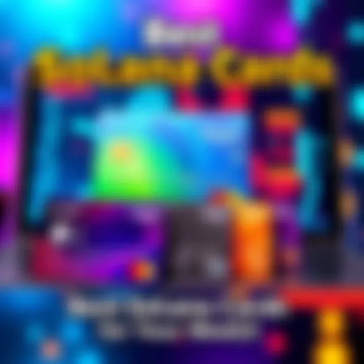 A selection of Solana cards displayed with features highlighted, showcasing cashback options and zero fees, set against a vibrant digital background.