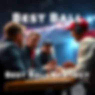 A group of people discussing player picks for a fantasy football best ball draft