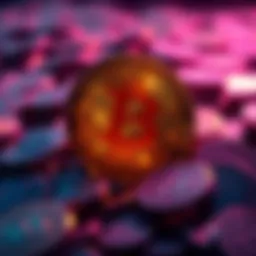 A glowing coin representing the top cryptocurrency shining brightly among dull coins, symbolizing its dominance in the market.