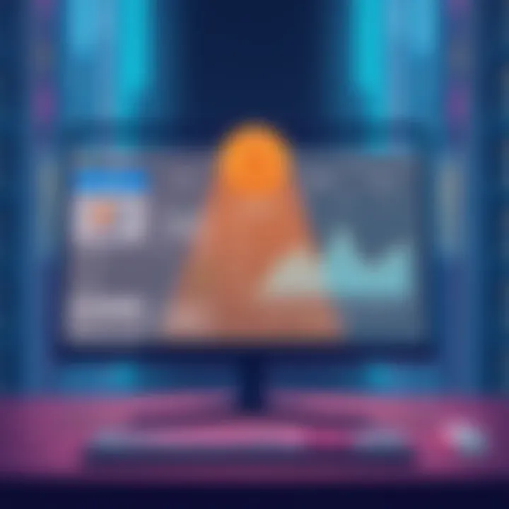 Illustration of the Besu resync process showing a computer monitor displaying a blockchain interface with storage metrics and graphs, highlighting storage space reduction after a prune.