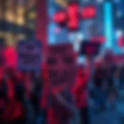 Call for Better Ad Quality Group of people holding signs demanding better ad quality and targeting bogus apps with messages like 'Say No to Bogus Apps!'