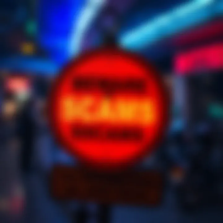 A warning sign highlighting edited posts and suspicious links about cryptocurrency scams
