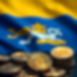 Bhutan Bitcoin Sale Bitcoin coins with Bhutan's flag in the background, representing Bhutan's recent sale of cryptocurrency worth $120 million.