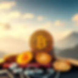 Bitcoin Sales in Bhutan An illustration of Bitcoin coins with a background of Bhutan's landscape, showing rising sales and a $37 million transfer sign.