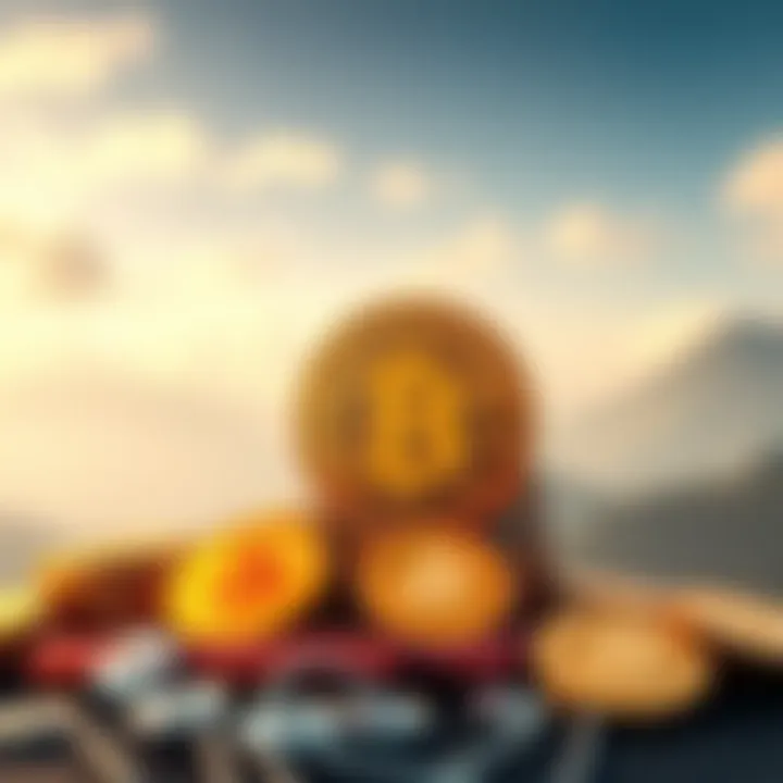 Bitcoin Sales in Bhutan An illustration of Bitcoin coins with a background of Bhutan's landscape, showing rising sales and a $37 million transfer sign.