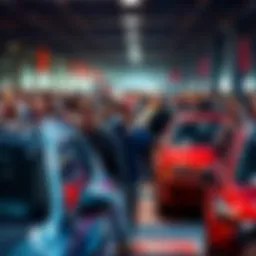 People actively participating in a car auction, with a focus on both reserve and no reserve vehicles, showcasing excitement and competition while bidding on cars under $30,000.