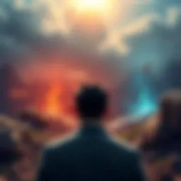 A person looking at two paths, one leading to cash and the other to a cryptocurrency chart during a bear market.