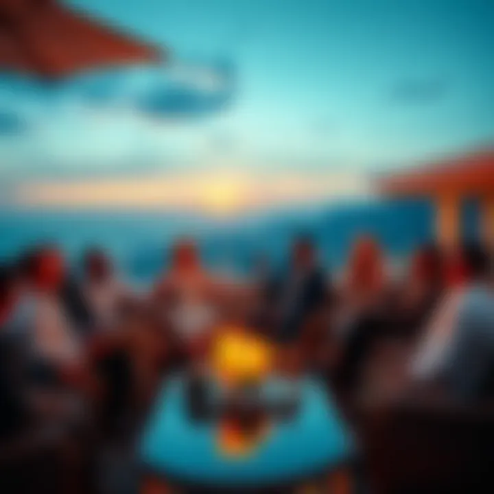 A group of wealthy individuals enjoying a lavish outdoor gathering, showcasing luxury and success.