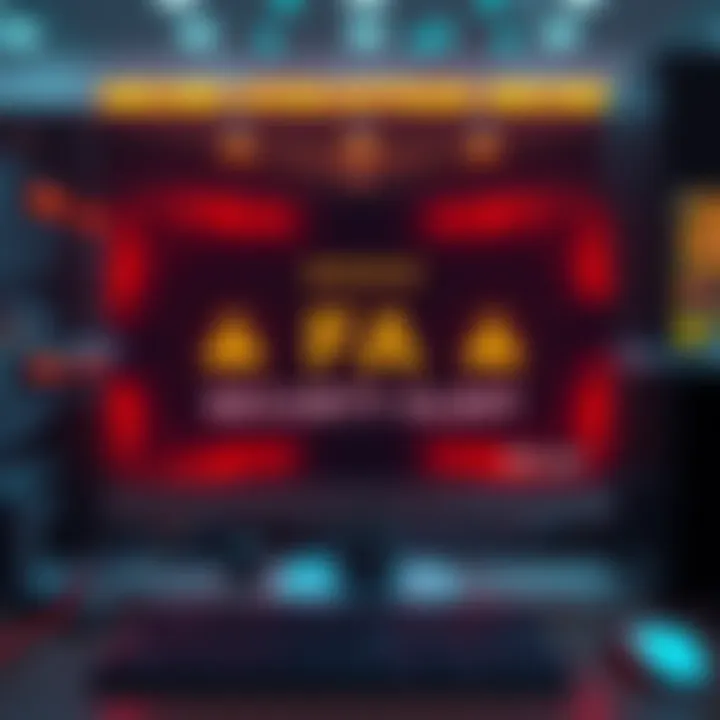 A warning message about Binance's 2FA security flaw, showing a computer screen with alert symbols