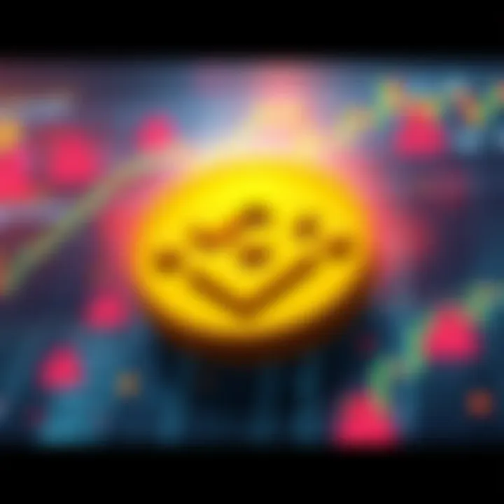 A digital illustration showing the Binance logo with a backdrop of financial charts and red warning symbols, indicating instability.