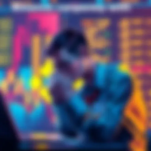 A visual representation of Binance's logo with a worried trader looking at charts, symbolizing recent issues at the exchange