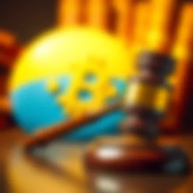 Binance logo alongside a court gavel, symbolizing legal action taken against a Russian IT expert related to cryptocurrency donations.