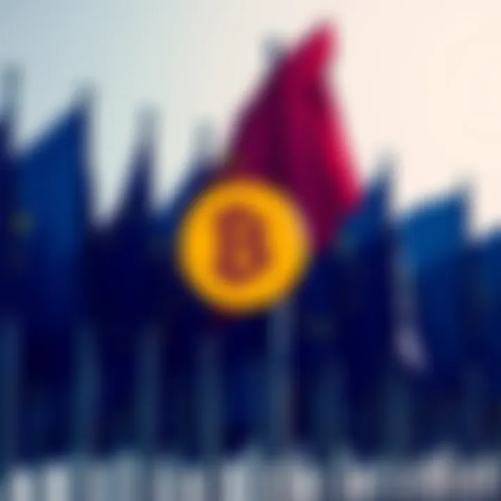 Binance logo next to European Union flags, representing the firm's challenges in the EU market after MiCA regulations